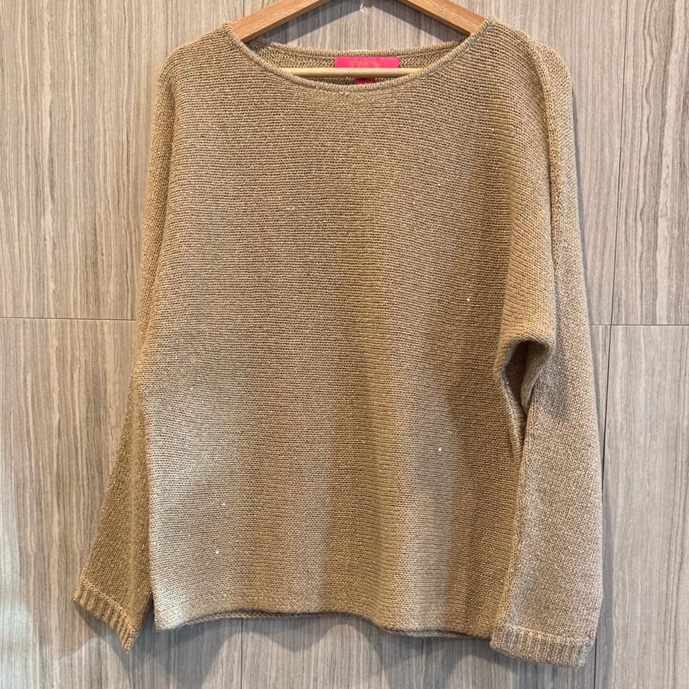 Lilly Pulitzer Metallic Taupe Crewneck Sweater